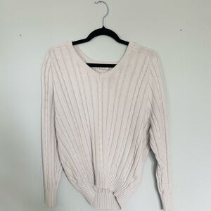 Brandy Melville Soft Cream Cable V-Neck Sweater